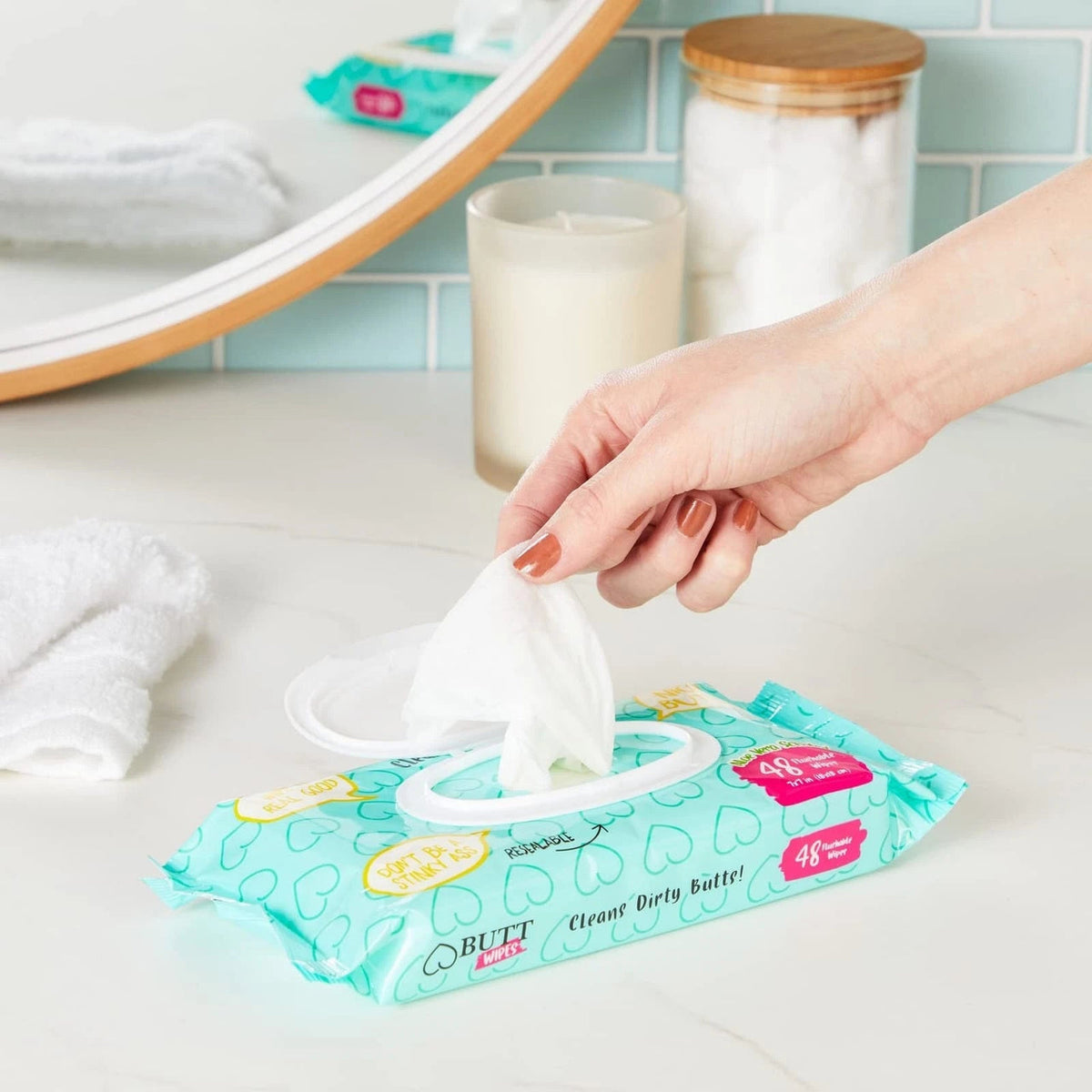Flushable Aloe Vera Butt Wipes - 48 wipes 1 pack