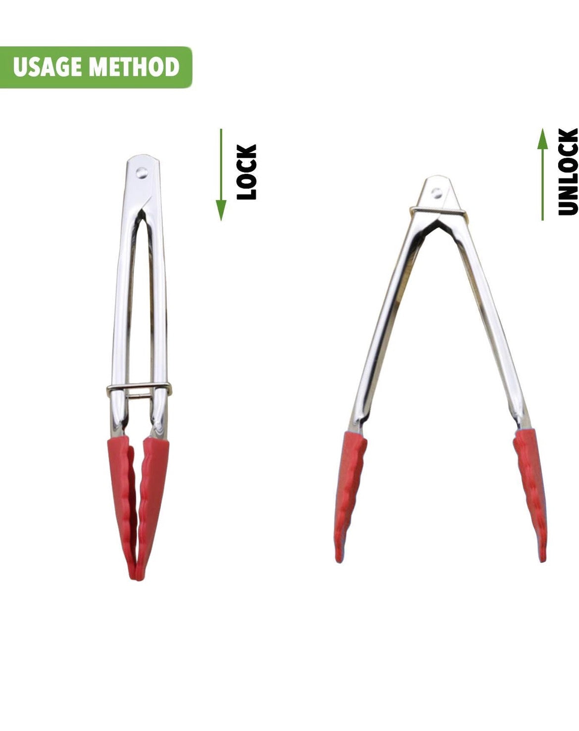 Mini Tongs Set 7-Inch Silicone Tongs with Sliding Rings pack of 2