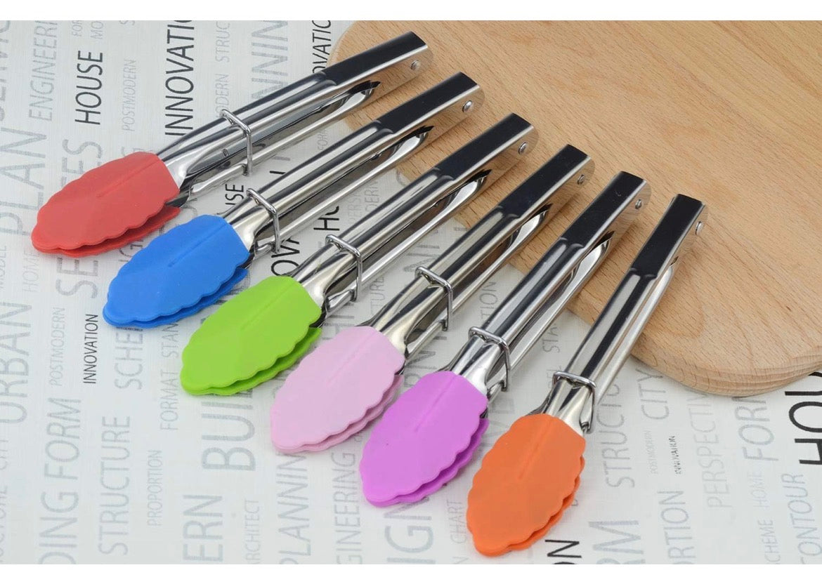 Mini Tongs Set 7-Inch Silicone Tongs with Sliding Rings pack of 2