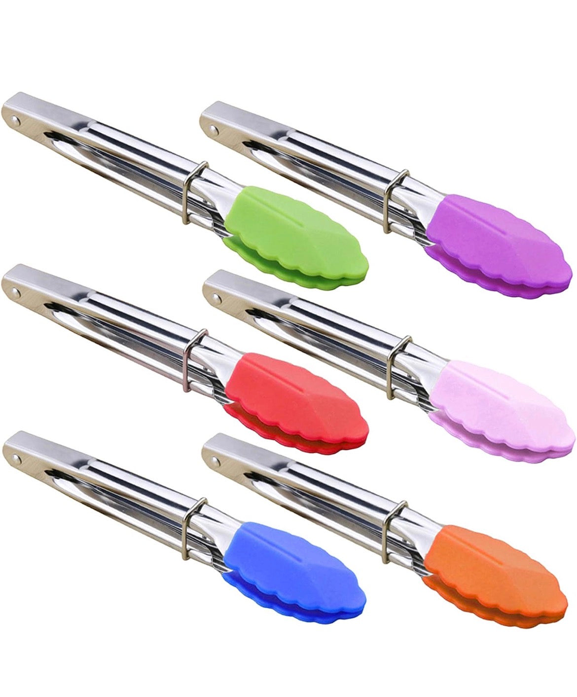 Mini Tongs Set 7-Inch Silicone Tongs with Sliding Rings pack of 2